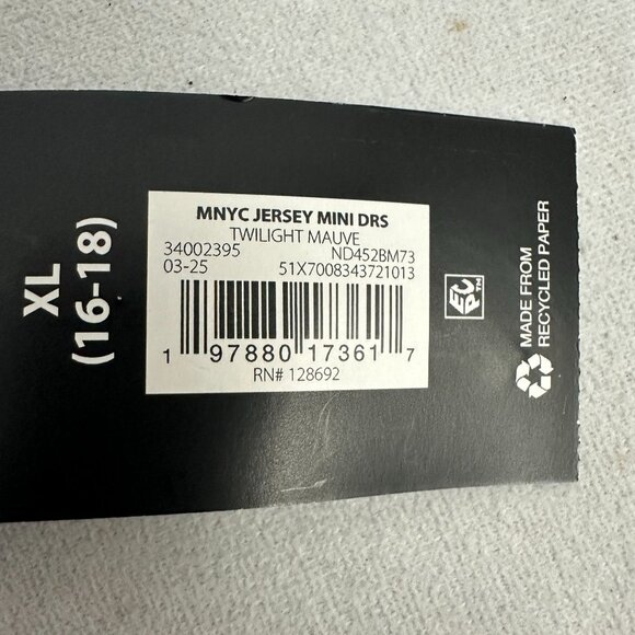 Madden NYC Jersey Mini Dress Open Back Twilight Mauve Cotton Blend XL Size - Picture 4 of 6